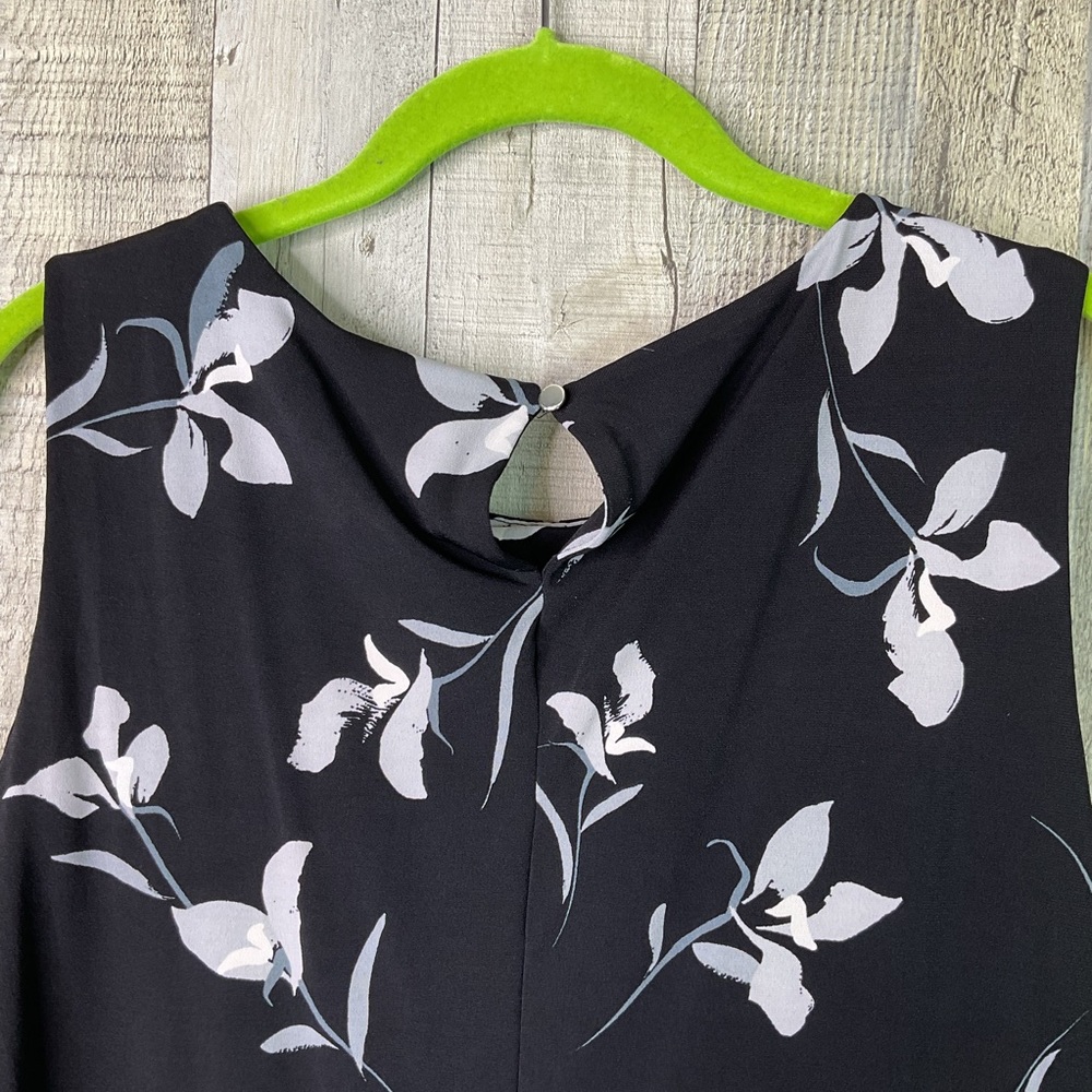 Calvin Klein PXL Floral Pleated Neck Sleeveless Top Back Button Keyhole Closure - Picture 4 of 8